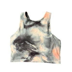 Athleta Tie Dye Blue Peach Black Conscious Crop Top Sports Bra Women’s Sz Small